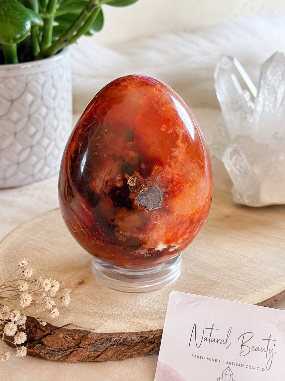 Carnelian Agate Crystal Egg 1lb 7.4oz Polished Stone Home Decor